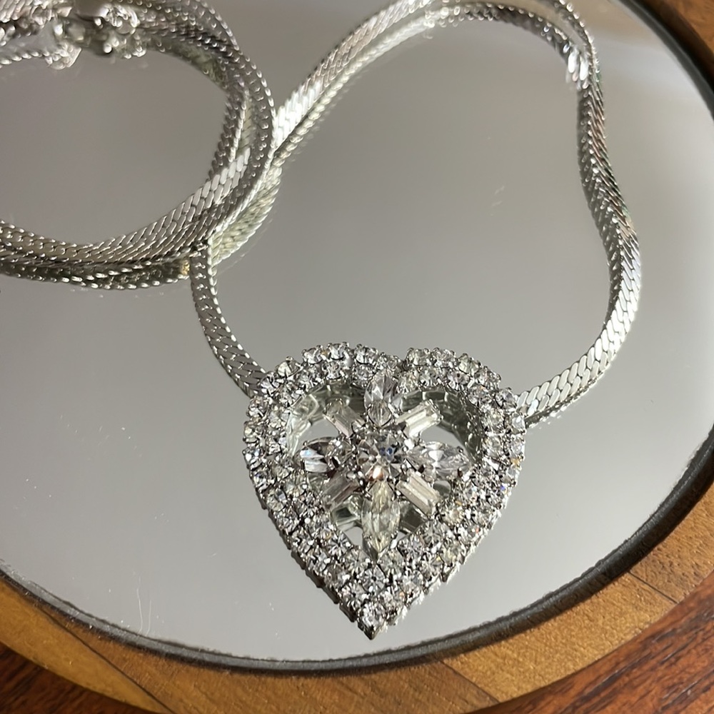 Rhinestone Heart Necklace - Picture 2 of 2